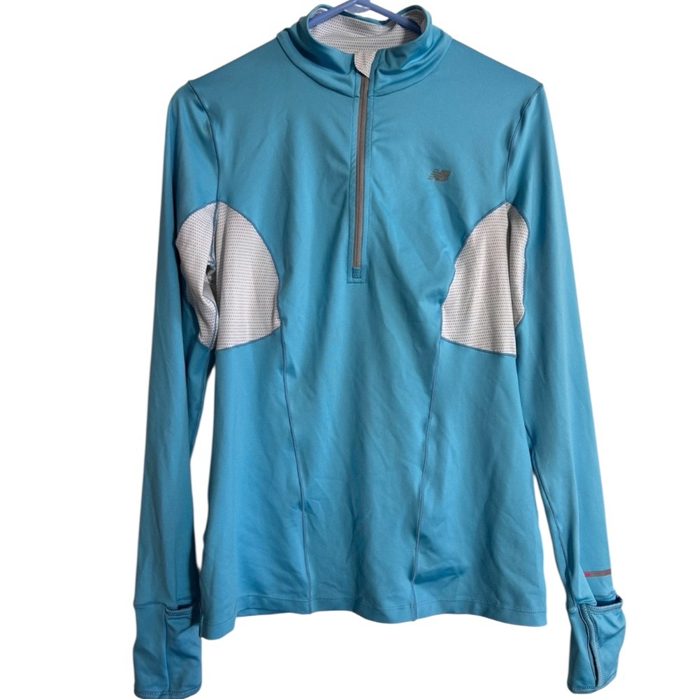 New Balance Women's Aqua Blue Long-Sleeve Swim Rashguard with Zip